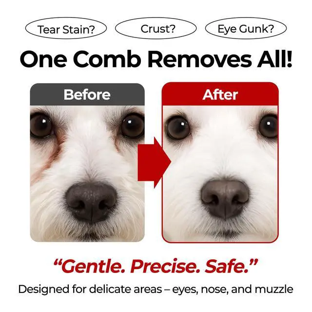 Alt view image 3 of 7 - Facial Grooming Comb | Dog Eye Combs, Stress-free Eye Gunk Remover for Dogs & Cats, Pet Facial Brush, Cat Grooming Kit