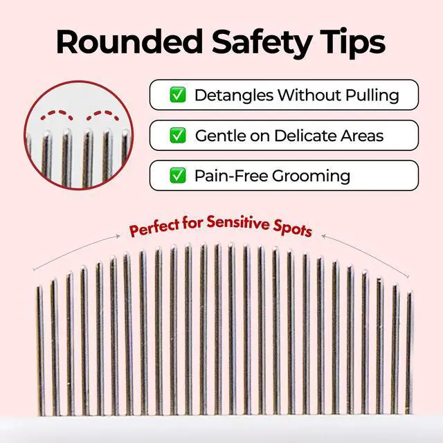 Alt view image 5 of 7 - Facial Grooming Comb | Dog Eye Combs, Stress-free Eye Gunk Remover for Dogs & Cats, Pet Facial Brush, Cat Grooming Kit