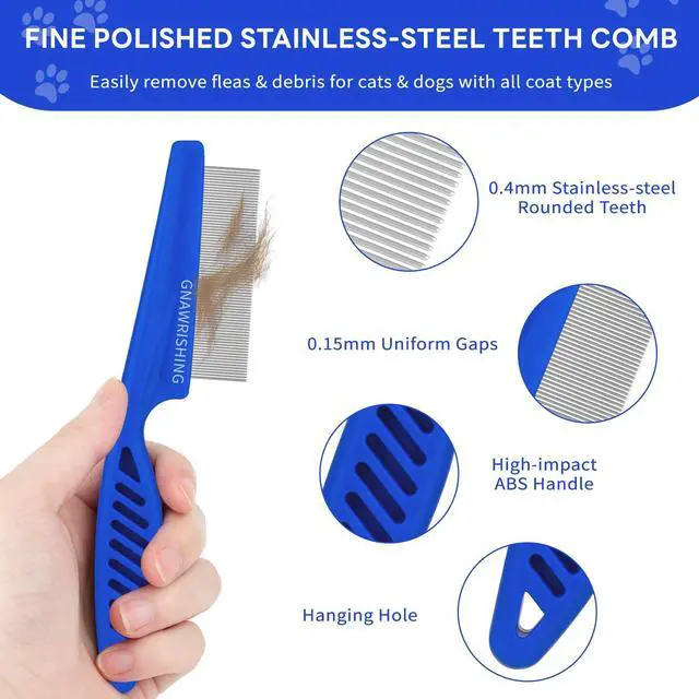 Alt view image 3 of 7 - Flea Comb 4Pcs with High Strength Teeth Pet Tear Stain Remover Combs, Pet Dog Cat Grooming Comb Set Effective Float Hair Remover