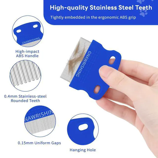Alt view image 4 of 7 - Flea Comb 4Pcs with High Strength Teeth Pet Tear Stain Remover Combs, Pet Dog Cat Grooming Comb Set Effective Float Hair Remover