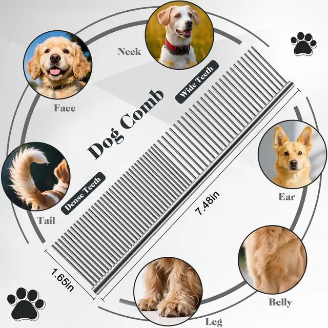 Alt view image 4 of 6 - 2PCS Slicker Brush for Dogs & Pet Comb,Professional Dog Grooming Brush (Goldendoodles,Poodles,Labradoodles) with Extra Long Pins to Effectively Remove Tangles, Knots and Mats (Blue, Large)