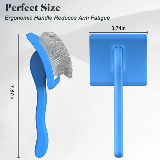 Alt view image 6 of 6 - 2PCS Slicker Brush for Dogs & Pet Comb,Professional Dog Grooming Brush (Goldendoodles,Poodles,Labradoodles) with Extra Long Pins to Effectively Remove Tangles, Knots and Mats (Blue, Large)