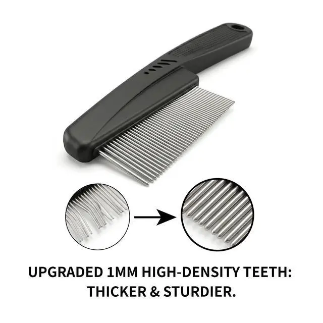 Alt view image 2 of 6 - 1.0mm Fine Tooth Stainless Steel Dandruff Comb | Scalp Exfoliation, Flake Control, Dry Scalp Care, Loc Maintenance, Durable Design, Black