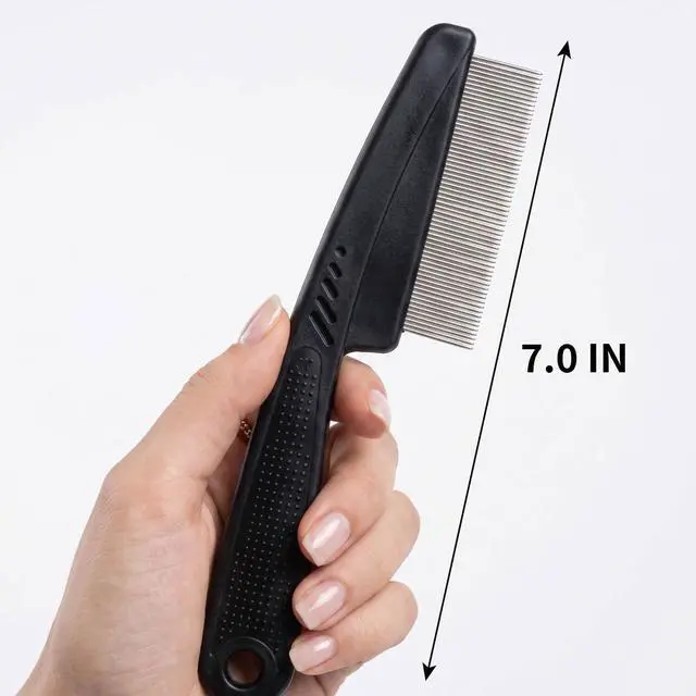 Alt view image 3 of 6 - 1.0mm Fine Tooth Stainless Steel Dandruff Comb | Scalp Exfoliation, Flake Control, Dry Scalp Care, Loc Maintenance, Durable Design, Black