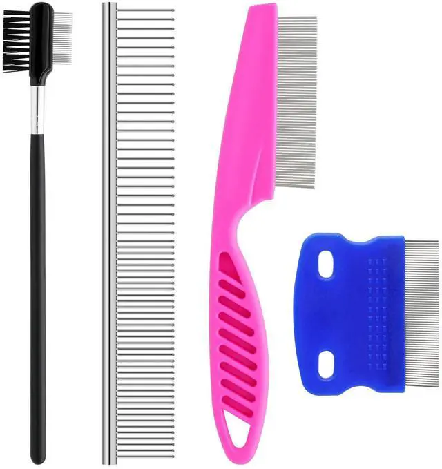 Main image of Pets Grooming Comb Kit for Small Dogs Puppies For Tear Stain Remover, 2-in-1 with Round Teeth to Remove Knots Crust Mucus