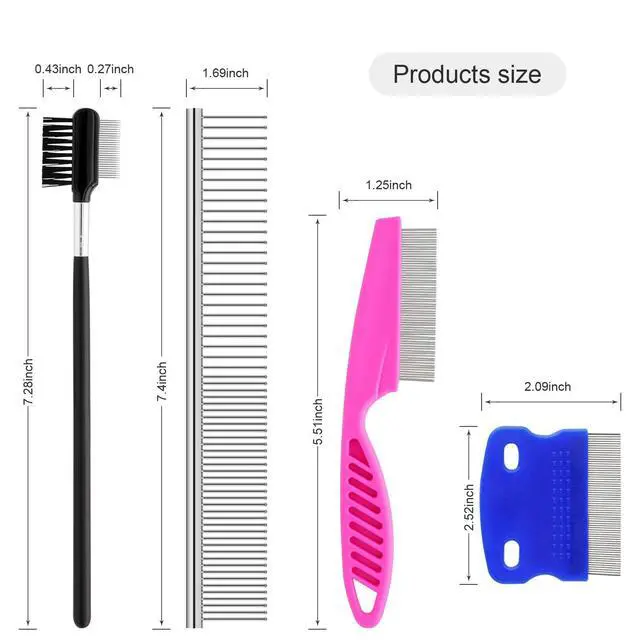 Alt view image 2 of 7 - Pets Grooming Comb Kit for Small Dogs Puppies For Tear Stain Remover, 2-in-1 with Round Teeth to Remove Knots Crust Mucus