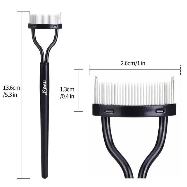Alt view image 5 of 7 - Eyelash Comb Eyelash Separator Tool Arc Designed Lash Brush Separator With Cover Lash Comb for Eye Makeup Brush Mascara Clump Remover Black (Includes a Mascara Wand)