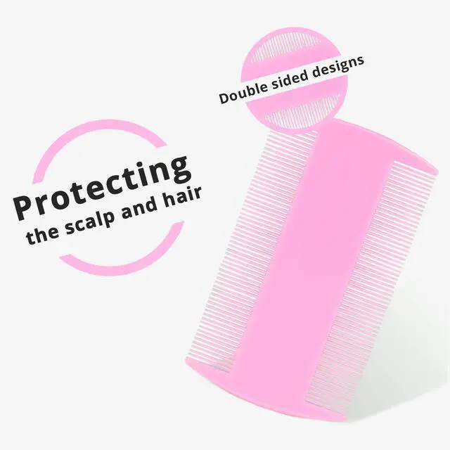 Alt view image 4 of 7 - Flea Comb for Dogs and Cats - Lice Comb with Rubber Handle - Promotes Hair Growth and Removes Loose Hair, Knots, and Flakes Flea Brush for Pets(3P,PINK)