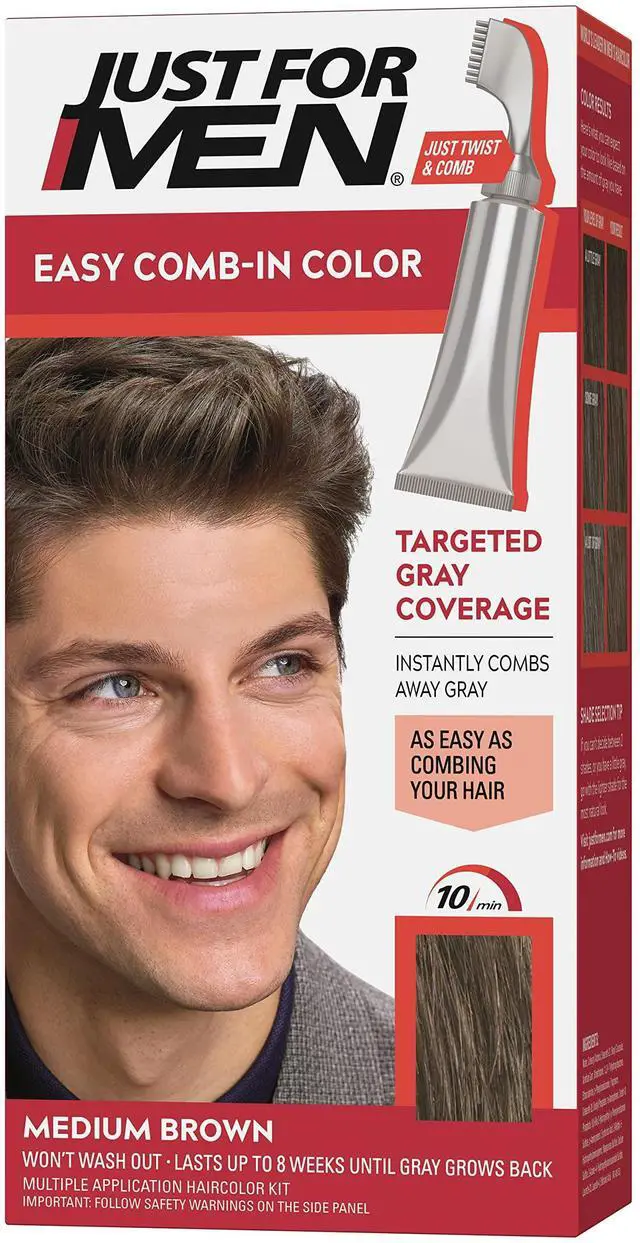 Main image of Easy Comb-In Color, No-Mix, Medium Brown A-35 (1 Pack) | Easy Comb-In Color medium brown patented no-mix formula instantly combs away gray. Targeted gray coverage. Easy application.