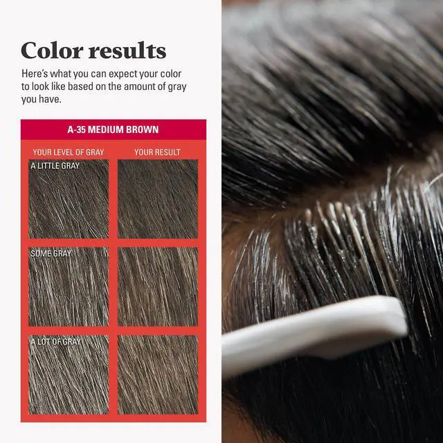 Alt view image 6 of 6 - Easy Comb-In Color, No-Mix, Medium Brown A-35 (1 Pack) | Easy Comb-In Color medium brown patented no-mix formula instantly combs away gray. Targeted gray coverage. Easy application.