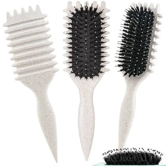 Alt view image 2 of 6 - 1 PCS Curly Hair Brush, Curl Defining Brush (Beige) | Curly Hair to Reduce Pulling