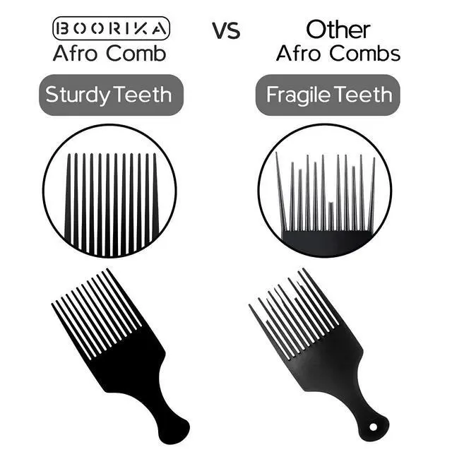 Alt view image 3 of 7 - Afro Hair Pick Comb for Women & Men, 7.5 In Smooth Sturdy Wide Tooth for Detangling & Styling - Pack of 2
