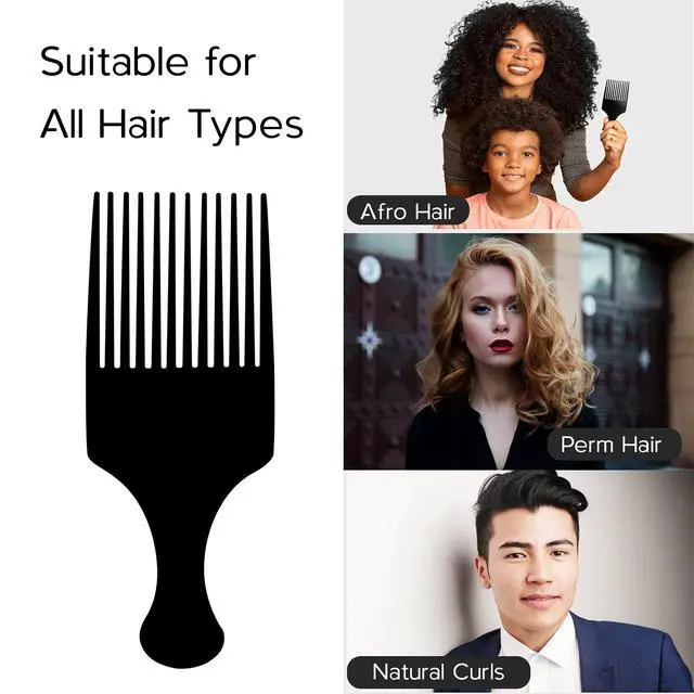 Alt view image 2 of 7 - Afro Hair Pick Comb for Women & Men, 7.5 In Smooth Sturdy Wide Tooth for Detangling & Styling - Pack of 2