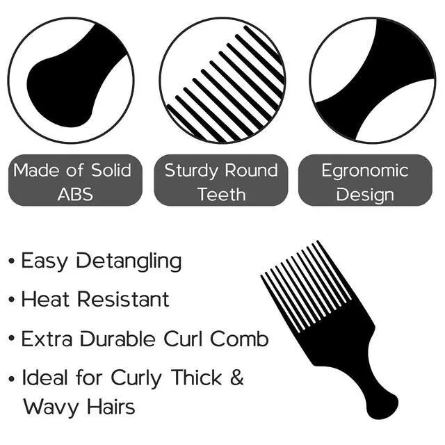 Alt view image 7 of 7 - Afro Hair Pick Comb for Women & Men, 7.5 In Smooth Sturdy Wide Tooth for Detangling & Styling - Pack of 2