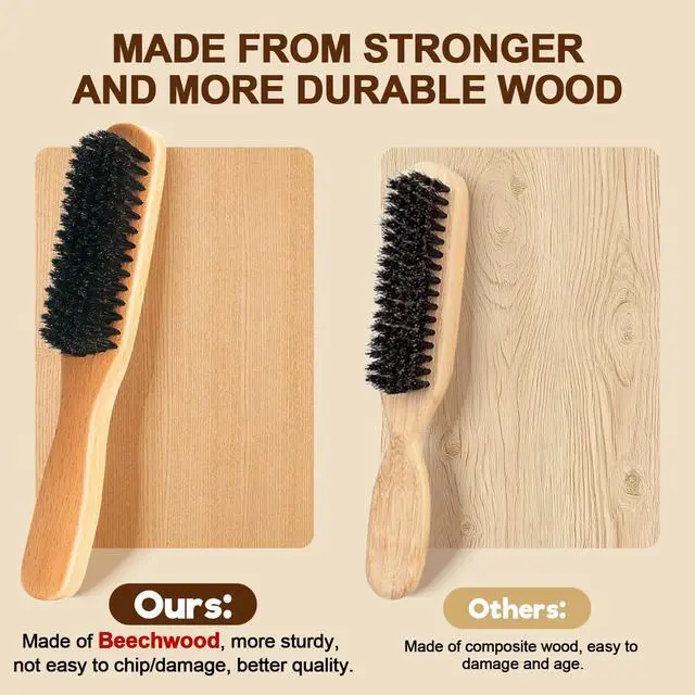 Alt view image 6 of 7 - Boar Bristle Slick Back Hair Brush for Smooth Flyaways, Frizz, Sleek Ponytail, Buns and Edge Baby Hair, Teasing | Hair Comb, Edge Brush, Teasing Brush Styling Accessories for Girls, Kids, Women & Men
