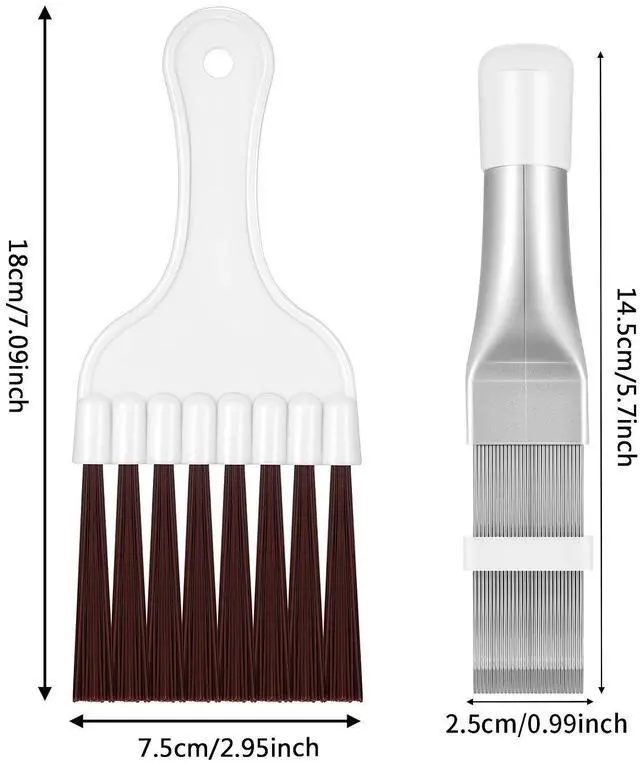 Alt view image 2 of 6 - 2 Pieces Air Conditioner Condenser Fin Comb and Fin Cleaning Brush | Air Conditioner Coil Cleaner, Refrigerator Coil Cleaning Whisk Brush, Evaporator Radiator Repair Tool