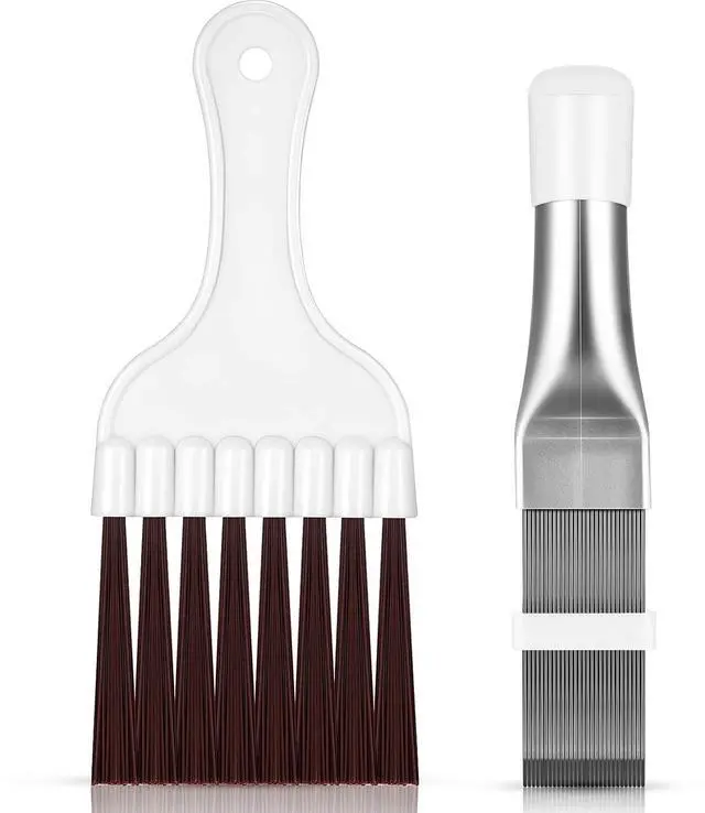 Main image of 2 Pieces Air Conditioner Condenser Fin Comb and Fin Cleaning Brush | Air Conditioner Coil Cleaner, Refrigerator Coil Cleaning Whisk Brush, Evaporator Radiator Repair Tool