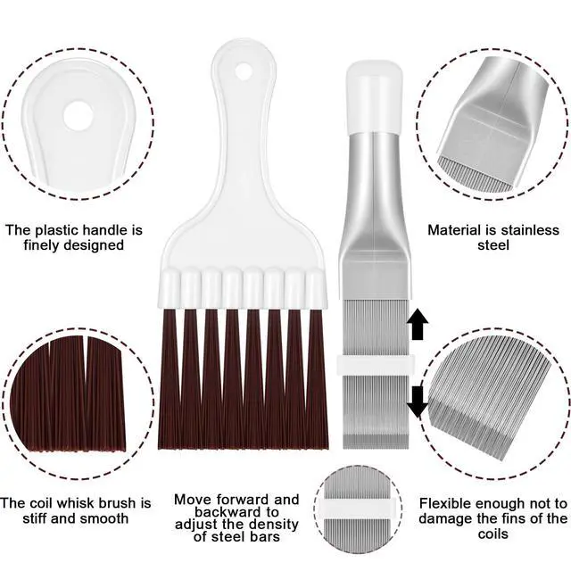 Alt view image 4 of 6 - 2 Pieces Air Conditioner Condenser Fin Comb and Fin Cleaning Brush | Air Conditioner Coil Cleaner, Refrigerator Coil Cleaning Whisk Brush, Evaporator Radiator Repair Tool