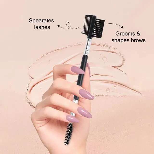 Alt view image 3 of 7 - 3 Head Eyebrow Eyelash Shaper Eyelash Comb Double Head Brush Grooming Tool | 3 Different Spoolie Makeup Brushes for Separating Lashes, Eliminating Mascara Clumps, Grooming and Shaping Brow