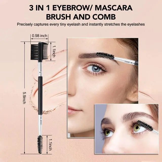 Alt view image 6 of 7 - 3 Head Eyebrow Eyelash Shaper Eyelash Comb Double Head Brush Grooming Tool | 3 Different Spoolie Makeup Brushes for Separating Lashes, Eliminating Mascara Clumps, Grooming and Shaping Brow