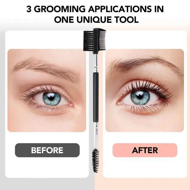Alt view image 5 of 7 - 3 Head Eyebrow Eyelash Shaper Eyelash Comb Double Head Brush Grooming Tool | 3 Different Spoolie Makeup Brushes for Separating Lashes, Eliminating Mascara Clumps, Grooming and Shaping Brow