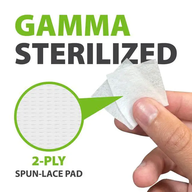 Alt view image 3 of 7 - Gamma-Sterilized Alcohol Prep Pads, Box of 100 | Gamma-Sterilized, 70% Isopropyl Alcohol, 2-Ply Spunlace Material, Individually Wrapped, Box of 100