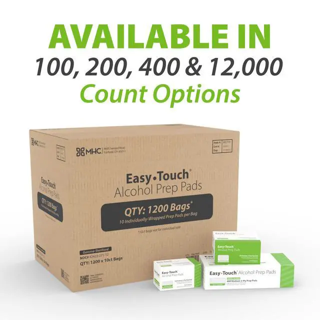 Alt view image 7 of 7 - Gamma-Sterilized Alcohol Prep Pads, Box of 100 | Gamma-Sterilized, 70% Isopropyl Alcohol, 2-Ply Spunlace Material, Individually Wrapped, Box of 100