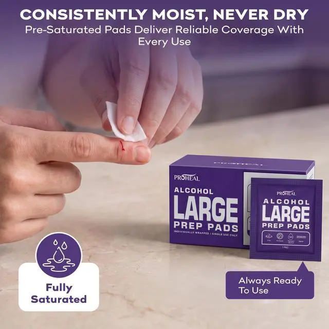 Alt view image 2 of 7 - Alcohol Prep Pads - 150 70% Isopropyl Alcohol Wipes Individually Wrapped | 70% Isopropyl Alcohol Prep Pads - 2 Ply Alcohol Swabs for Injections - First Aid Sterile Swab Pads - Bigger Size