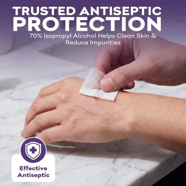 Alt view image 3 of 7 - Alcohol Prep Pads - 150 70% Isopropyl Alcohol Wipes Individually Wrapped | 70% Isopropyl Alcohol Prep Pads - 2 Ply Alcohol Swabs for Injections - First Aid Sterile Swab Pads - Bigger Size