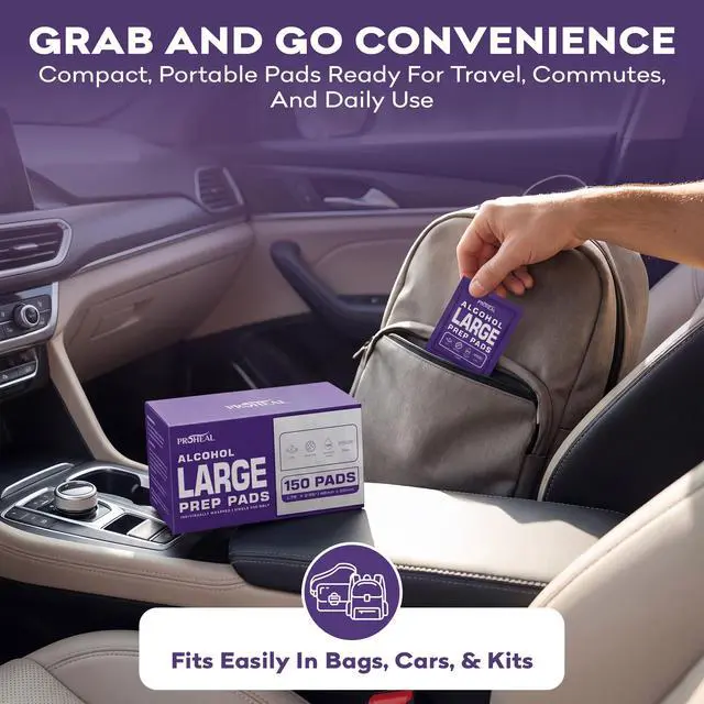 Alt view image 7 of 7 - Alcohol Prep Pads - 150 70% Isopropyl Alcohol Wipes Individually Wrapped | 70% Isopropyl Alcohol Prep Pads - 2 Ply Alcohol Swabs for Injections - First Aid Sterile Swab Pads - Bigger Size