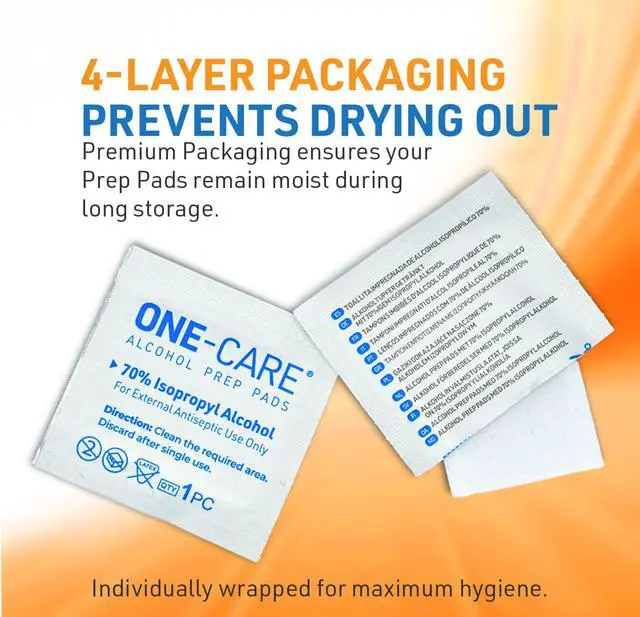 Alt view image 3 of 7 - 70% Alcohol Prep Pads, Medium, Individually Wrapped, 2-Ply, Sterile, 200/bx | Easy-open, leak-proof pouch prevents premature dry-out. Soft pad for gentle cleansing. Effective antiseptic protection.