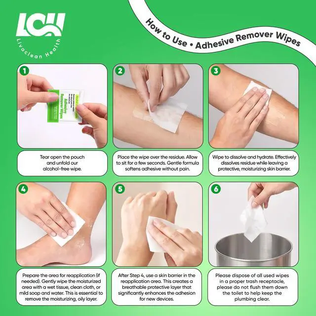 Alt view image 3 of 7 - 100CT Adhesive Remover Wipes Alcohol-Free No-Sting Medical Adhesive Remover for Skin 3"x2.5" 60 GSM Adhesive Remover Pads Effective Bandage, Dressings, Ostomy Adhesive Removers