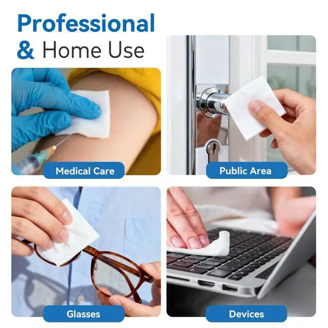 Alt view image 6 of 6 - Alcohol Prep Pads with 70% Isopropyl Alcohol, 200 Pack, Medical-Grade, Individually-Wrapped, Isopropyl Cotton Swabs, Disposable, 2 ply