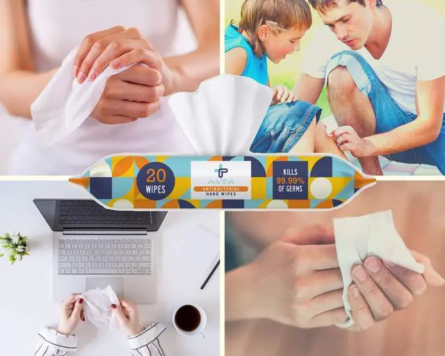 Alt view image 4 of 5 - Alcohol Free Hand Sanitizing Wipes, Travel Size, 20 Wipes, 6 Packs, Total 120 Pieces
