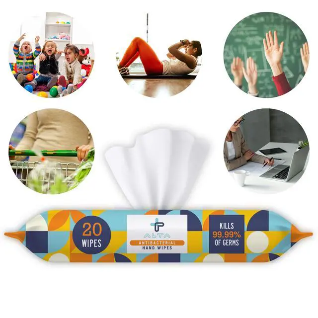 Alt view image 5 of 5 - Alcohol Free Hand Sanitizing Wipes, Travel Size, 20 Wipes, 6 Packs, Total 120 Pieces