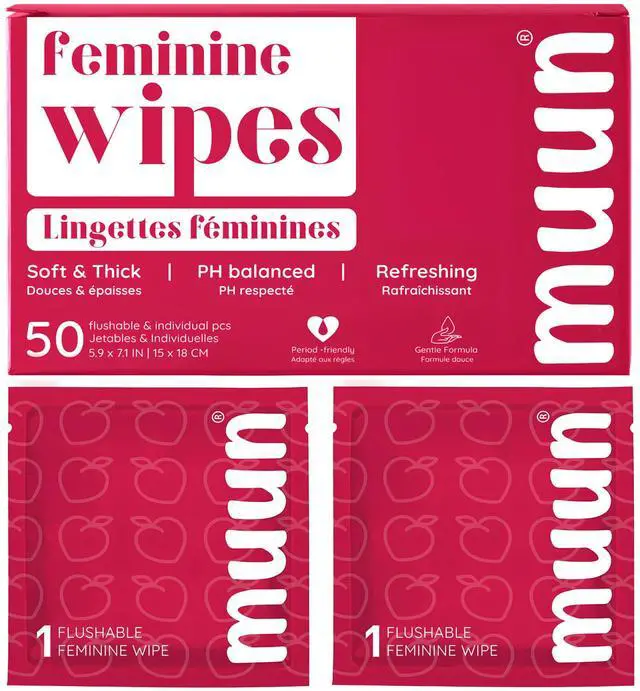 Main image of Feminine Wipes Flushable 50 Counts Individual Wet Wipes Intimate