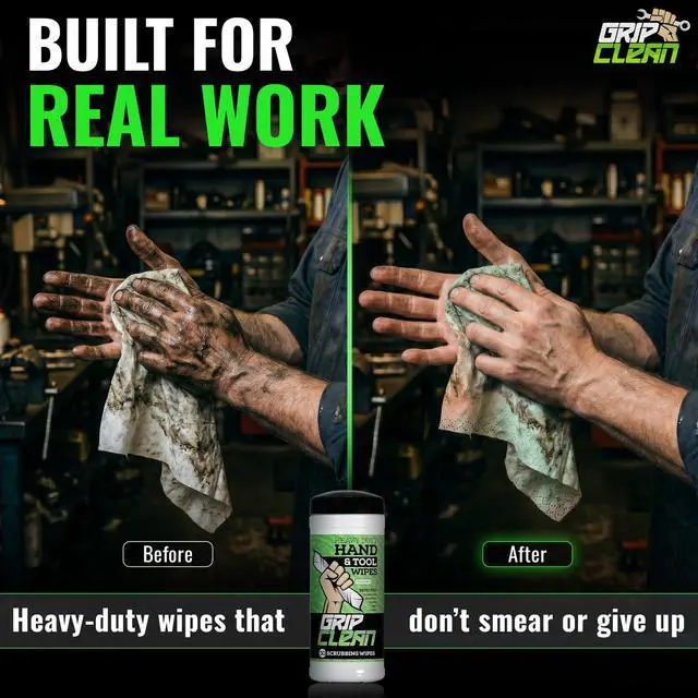 Alt view image 6 of 7 - Heavy Duty Hand Cleaning Wipes, Waterless Hand Cleaner For Mechanics, 30 Ct | Dual Sided Citrus Shop Wipes, Grease, Oil, Paint & Adhesive Remover For Hands & Tools, Garage, Vehicles & Job Sites