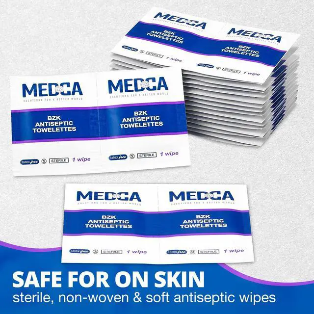 Alt view image 4 of 7 - Hand Wipes (Pack of 100) Benzalkonium Chloride Swabs Individual BZK Single-Use Packets by