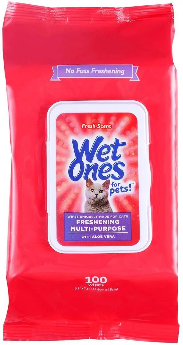 Main image of for Pets Freshening Multipurpose Cat Wipes, Fresh Scent, 100 Count | Aloe vera formula, moisture-lock seal keeps cloths clean, suitable for daily grooming between baths