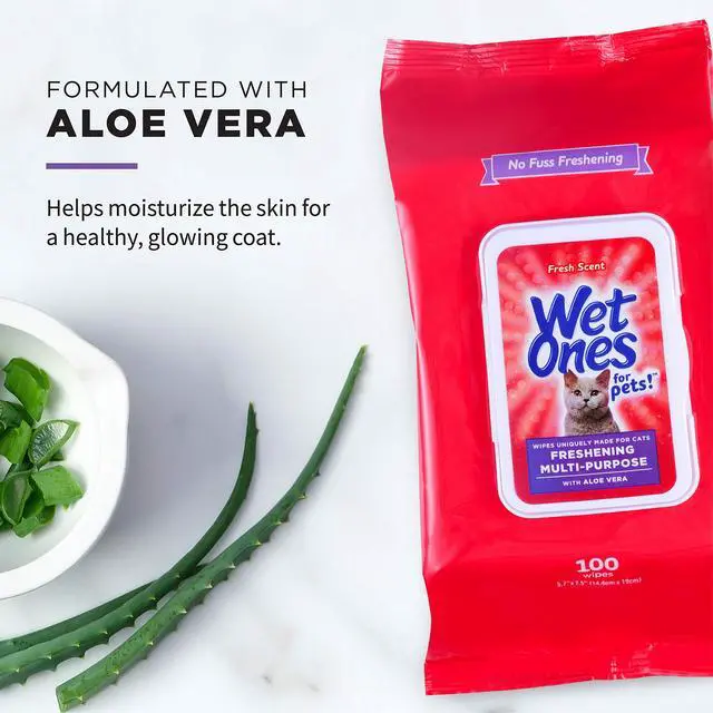 Alt view image 3 of 7 - for Pets Freshening Multipurpose Cat Wipes, Fresh Scent, 100 Count | Aloe vera formula, moisture-lock seal keeps cloths clean, suitable for daily grooming between baths