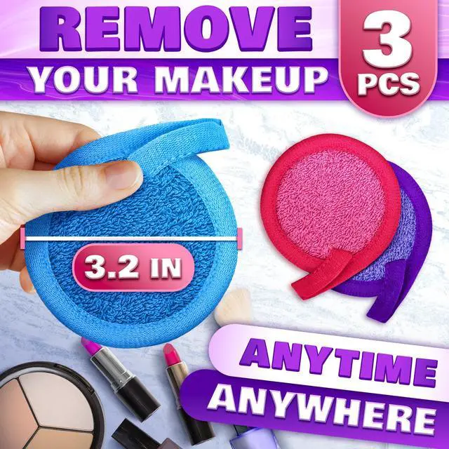 Alt view image 2 of 7 - 2 in 1 Face Scrub Pads, 3 Pcs Reusable Microfiber Facial Scrubber | Removes Makeup from Eyes, Lips, and Neck - an Exfoliating Texture Gives a Deeper Cleanse - Washable Soft Microfiber Cloths