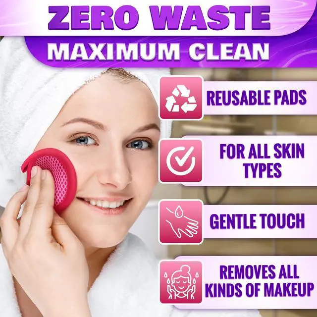 Alt view image 4 of 7 - 2 in 1 Face Scrub Pads, 3 Pcs Reusable Microfiber Facial Scrubber | Removes Makeup from Eyes, Lips, and Neck - an Exfoliating Texture Gives a Deeper Cleanse - Washable Soft Microfiber Cloths
