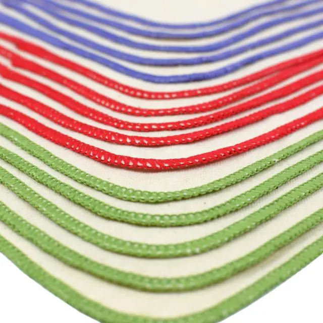 Alt view image 3 of 7 - Cloth Baby Wipes - Reusable and Washable Saves Money - 15 Pack Unbleached/Natural 100% Cotton - Soft and Durable - Colorful Outer Stitching - 8 x 8 inches each.