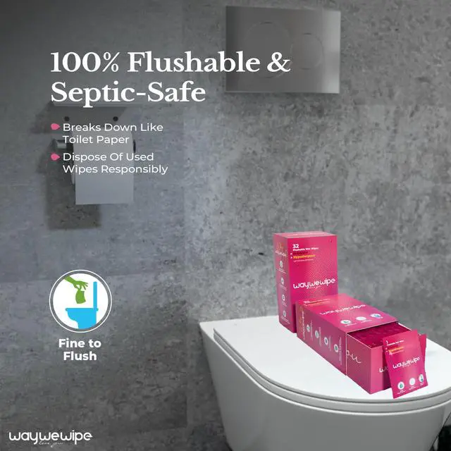 Alt view image 4 of 7 - On-The-Go Flushable Feminine Wet Wipes, 32 Count XL Individually Wrapped Female Wipes, Hypoallergenic 100% Plant Based Septic Safe, Travel Size Adult Cleansing Cloth for Women, Rosewater
