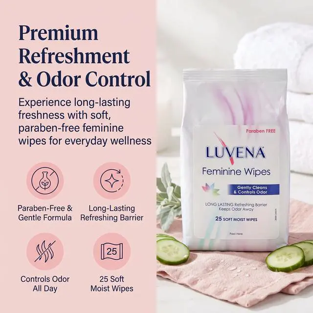 Alt view image 2 of 7 - Soft Feminine Wipes for Women Cucumber Scented 25 Count Pack of 1 | Hypoallergenic gentle cleansing formula with aloe vera and natural enzymes, dermatologist tested, paraben free care