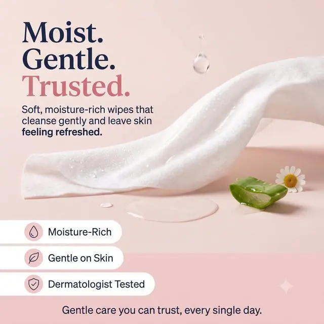 Alt view image 3 of 7 - Soft Feminine Wipes for Women Cucumber Scented 25 Count Pack of 1 | Hypoallergenic gentle cleansing formula with aloe vera and natural enzymes, dermatologist tested, paraben free care