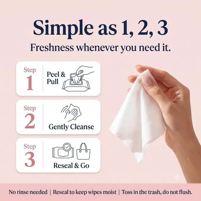 Alt view image 4 of 7 - Soft Feminine Wipes for Women Cucumber Scented 25 Count Pack of 1 | Hypoallergenic gentle cleansing formula with aloe vera and natural enzymes, dermatologist tested, paraben free care