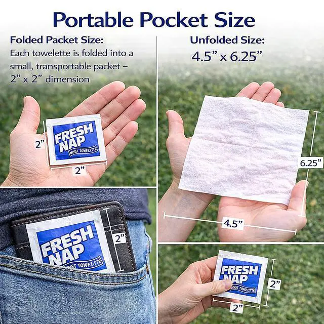 Alt view image 4 of 7 - Fresh Lemon Moist Towelettes, Individually Wrapped Hand Wipes for Travel, Disposable Alcohol-Free Wet Wipes (100 Count, Medium)