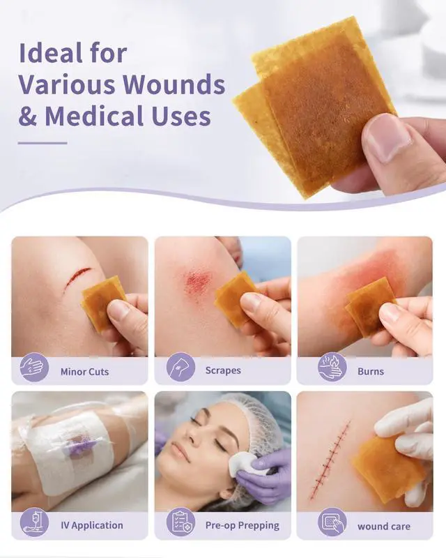 Alt view image 5 of 7 - Povidone Iodine Prep Pads 10%(100 Pads) | Individually Wrapped Sterile Antiseptic Wipes Alcohol-Free for Wound Cleaning, First Aid