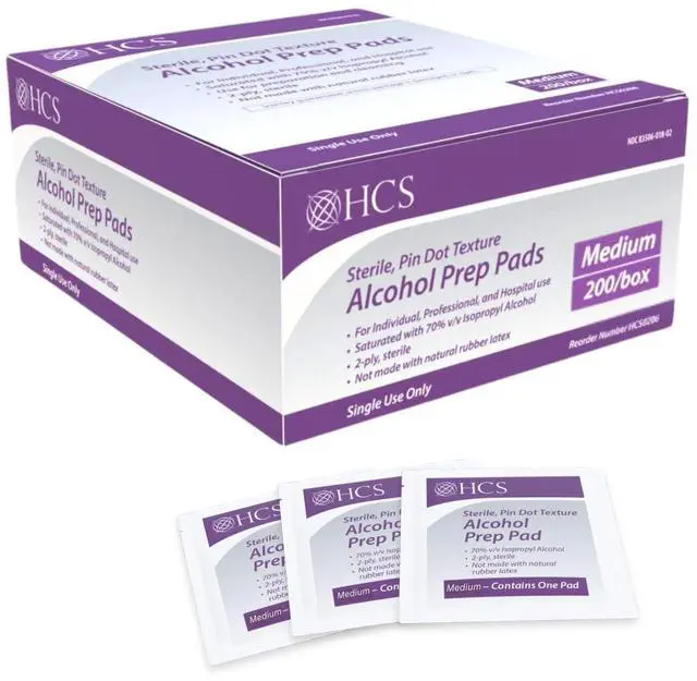 Main image of Medium Alcohol Prep Pads - 70% Isopropyl Alcohol Wipes, Individually Wrapped - 2 ply, Textured, Sterile Skin Prep Swabs| 200ct, Textured, Individually Wrapped, 2-ply, Medical, Sterile Skin Prep